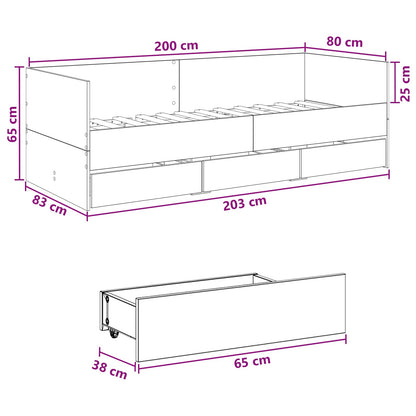 Daybed Se Zásuvkou S Čelo Černý Dub Kompozitní Dřevo