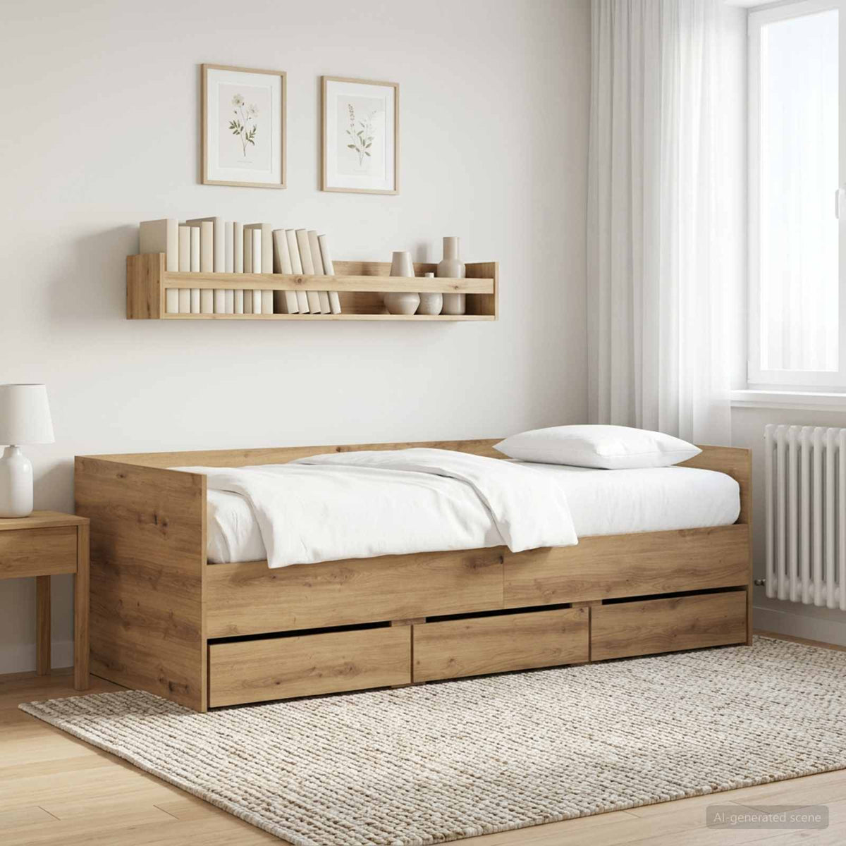 Daybed Se Zásuvkou S Čelo Dub Artisan Kompozitní Dřevo