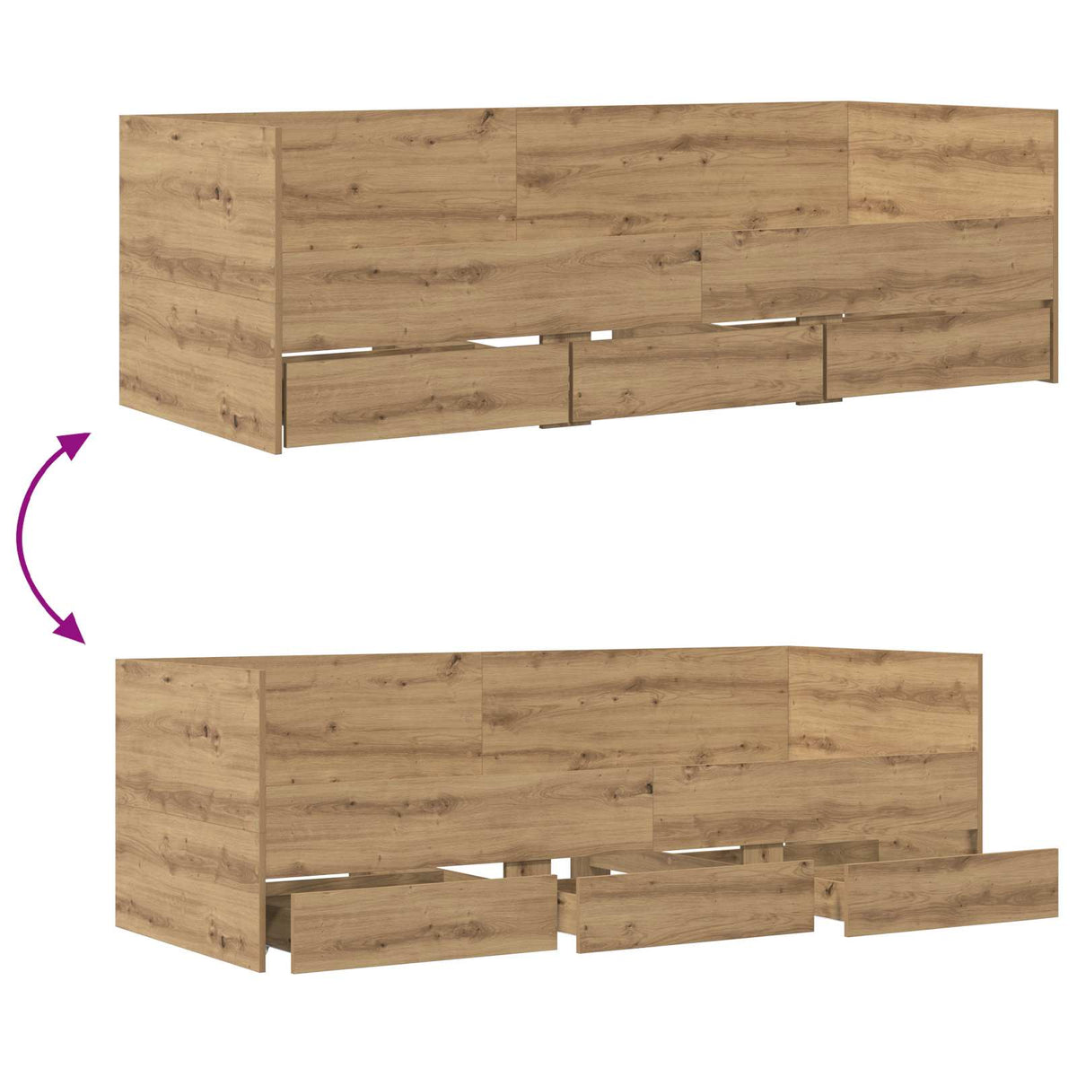 Daybed Se Zásuvkou S Čelo Dub Artisan Kompozitní Dřevo