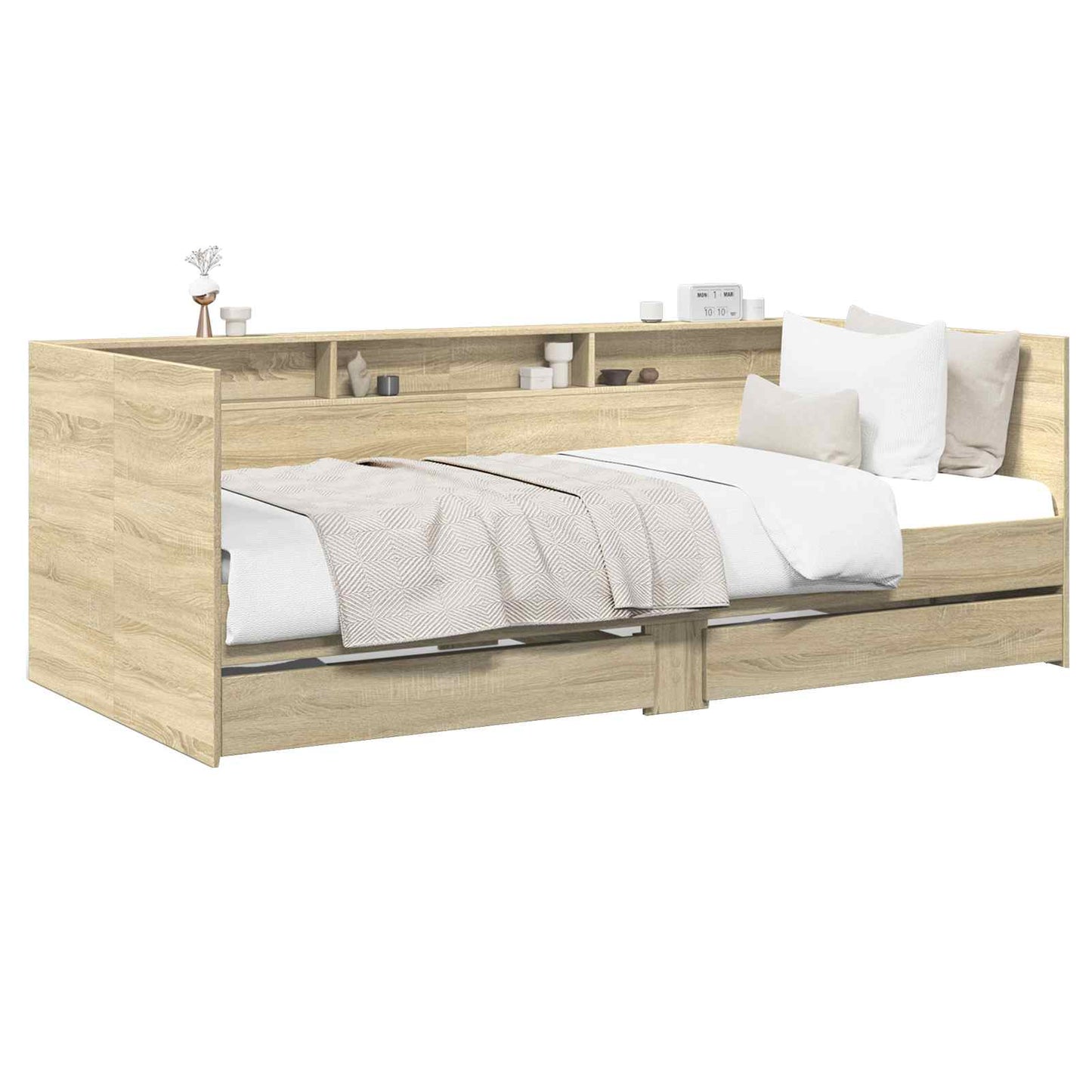 Daybed Se Zásuvkou S Policí S Čelo Dub Sonoma Kompozitní Dřevo