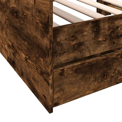 Daybed Se Zásuvkou S Policí S Čelo Kouřový Dub Kompozitní Dřevo