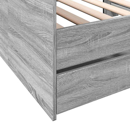 Daybed Se Zásuvkou S Policí S Čelo Šedý Sonoma Kompozitní Dřevo