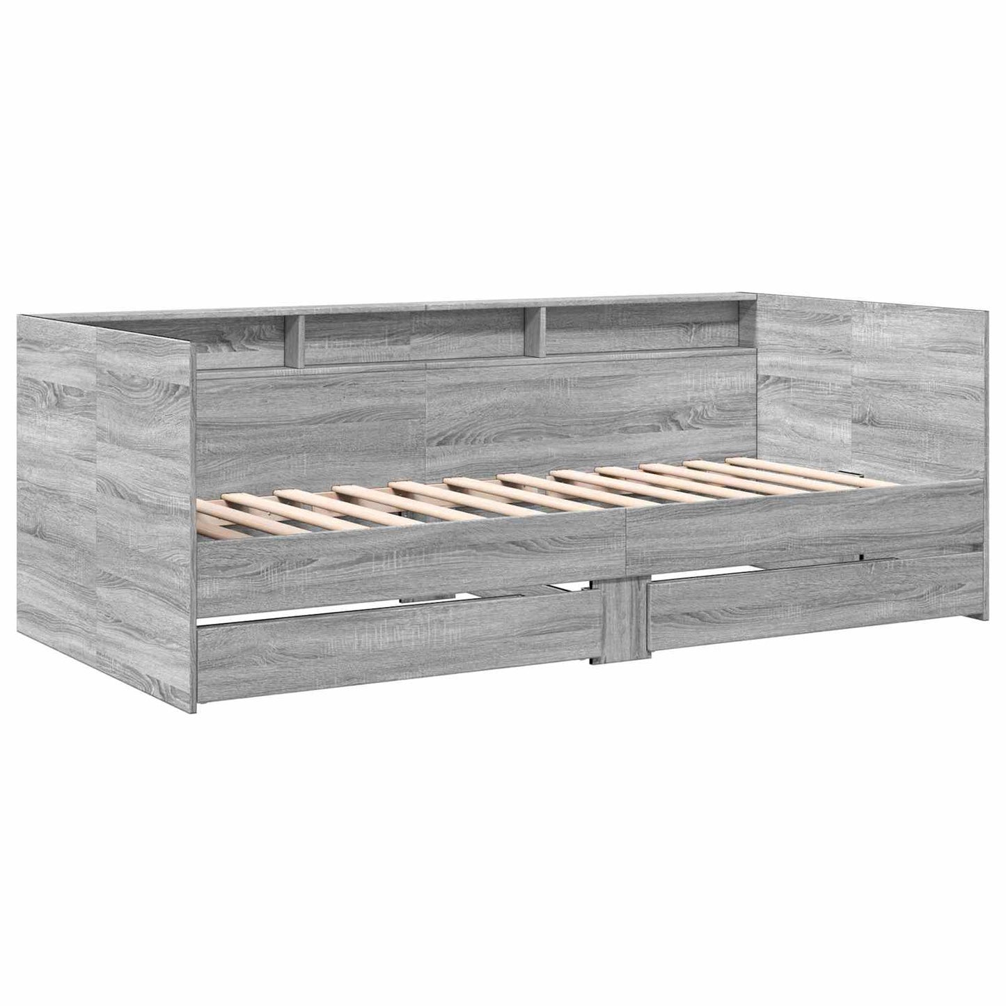 Daybed Se Zásuvkou S Policí S Čelo Šedý Sonoma Kompozitní Dřevo
