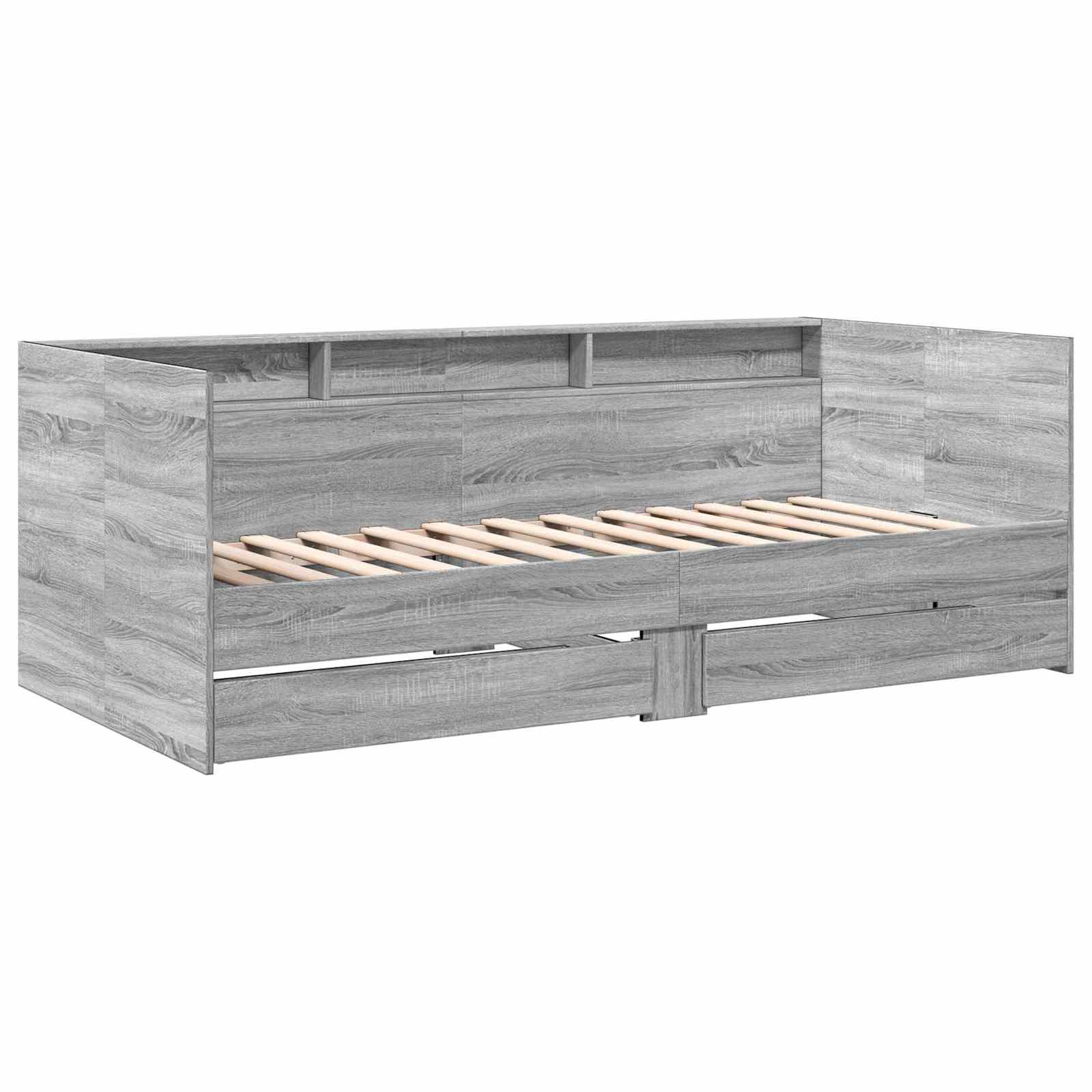 Daybed Se Zásuvkou S Policí S Čelo Šedý Sonoma Kompozitní Dřevo