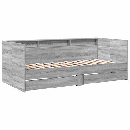 Daybed Se Zásuvkou S Policí S Čelo Šedý Sonoma Kompozitní Dřevo