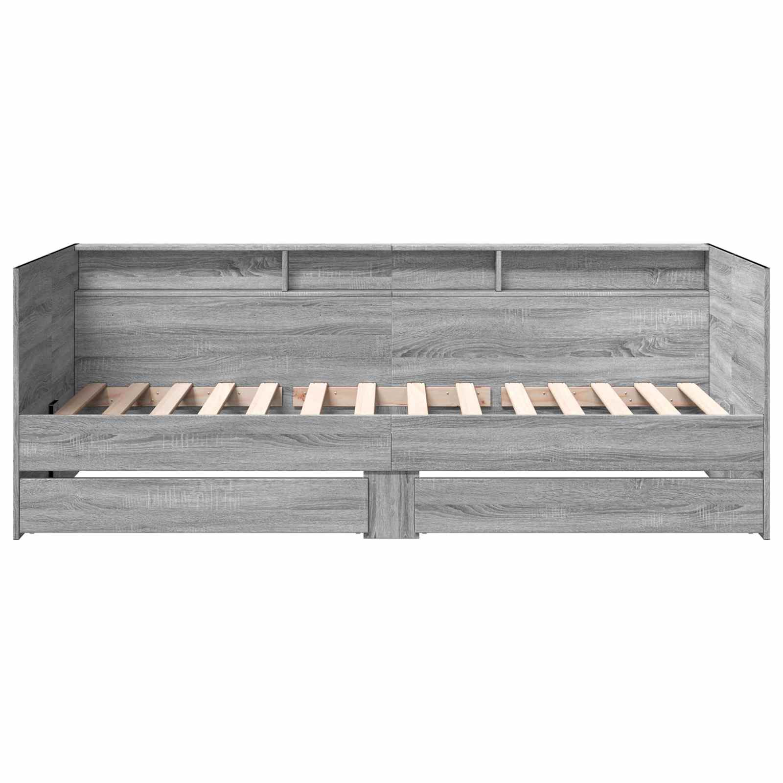 Daybed Se Zásuvkou S Policí S Čelo Šedý Sonoma Kompozitní Dřevo