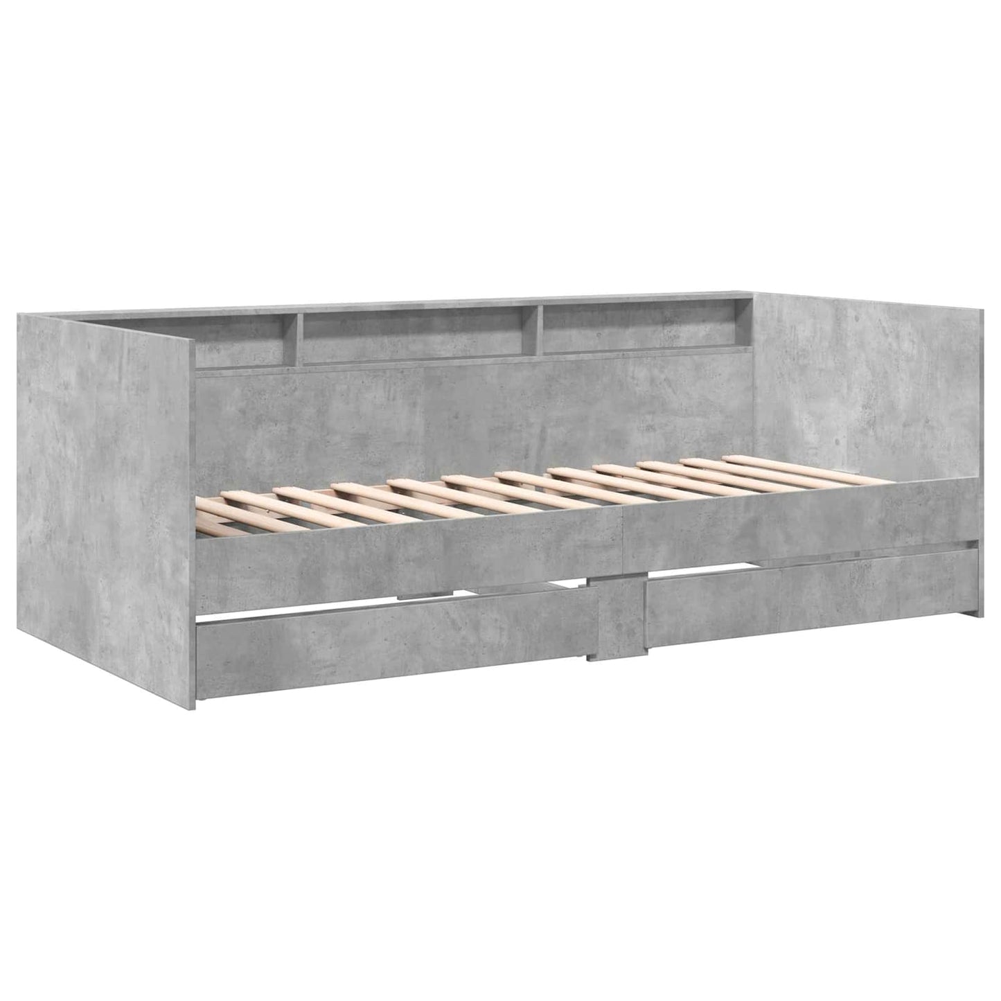 Daybed Se Zásuvkou S Policí Betonově Šedá Kompozitní Dřevo