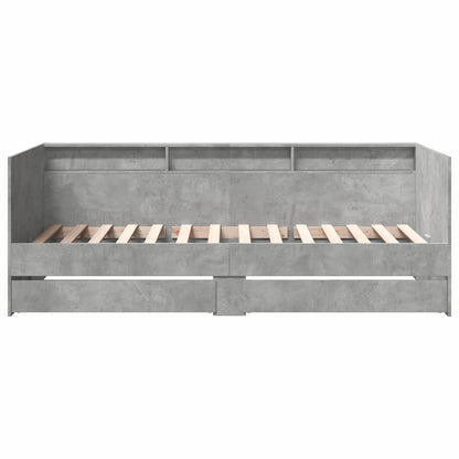 Daybed Se Zásuvkou S Policí Betonově Šedá Kompozitní Dřevo