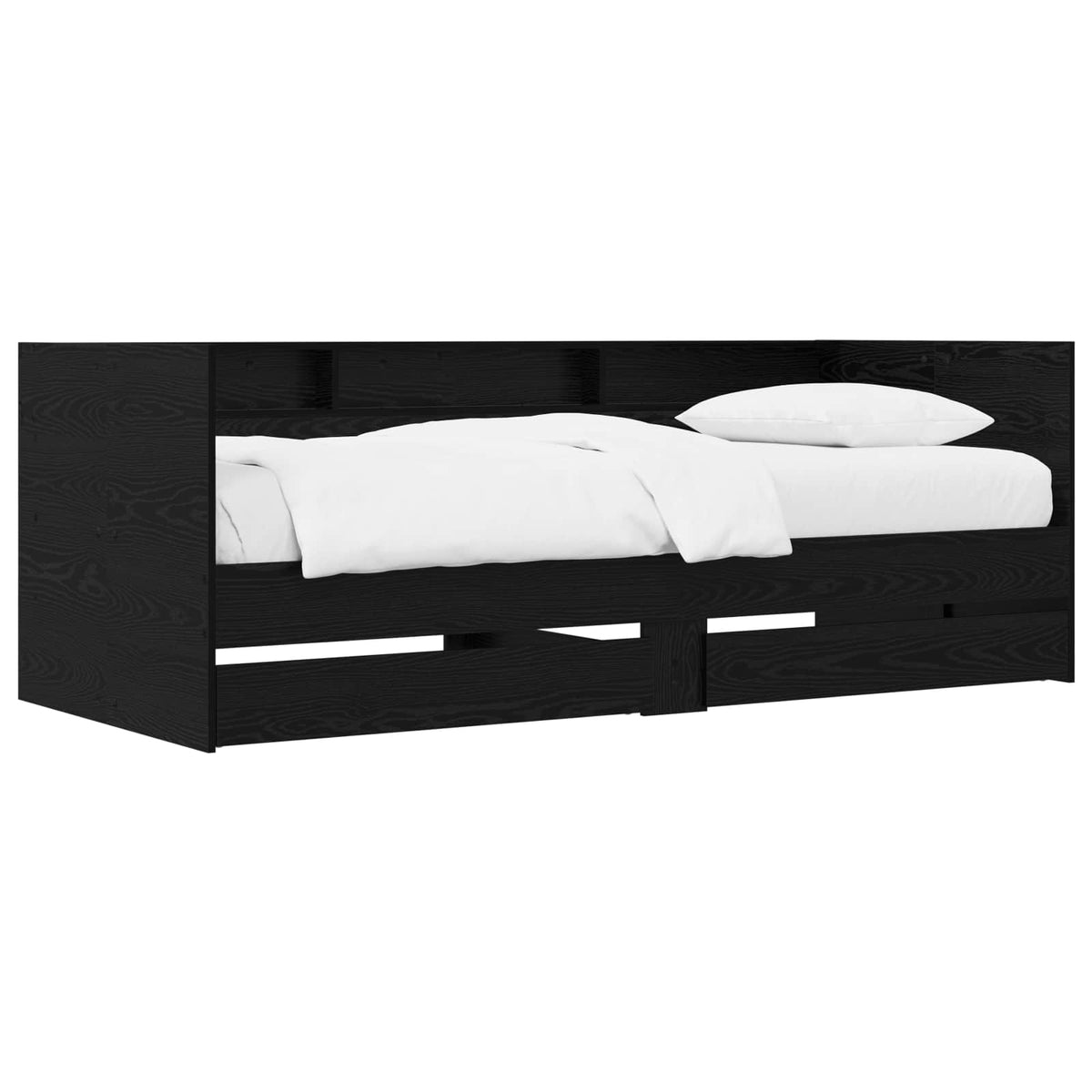 Daybed Se Zásuvkou S Policí S Čelo Černý Dub Kompozitní Dřevo