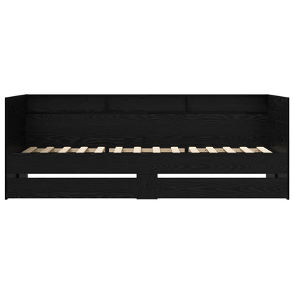 Daybed Se Zásuvkou S Policí S Čelo Černý Dub Kompozitní Dřevo
