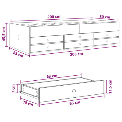 Rám Postele S Úložným Prostorem Se Zásuvkou Bílá 80 X 200 Cm
