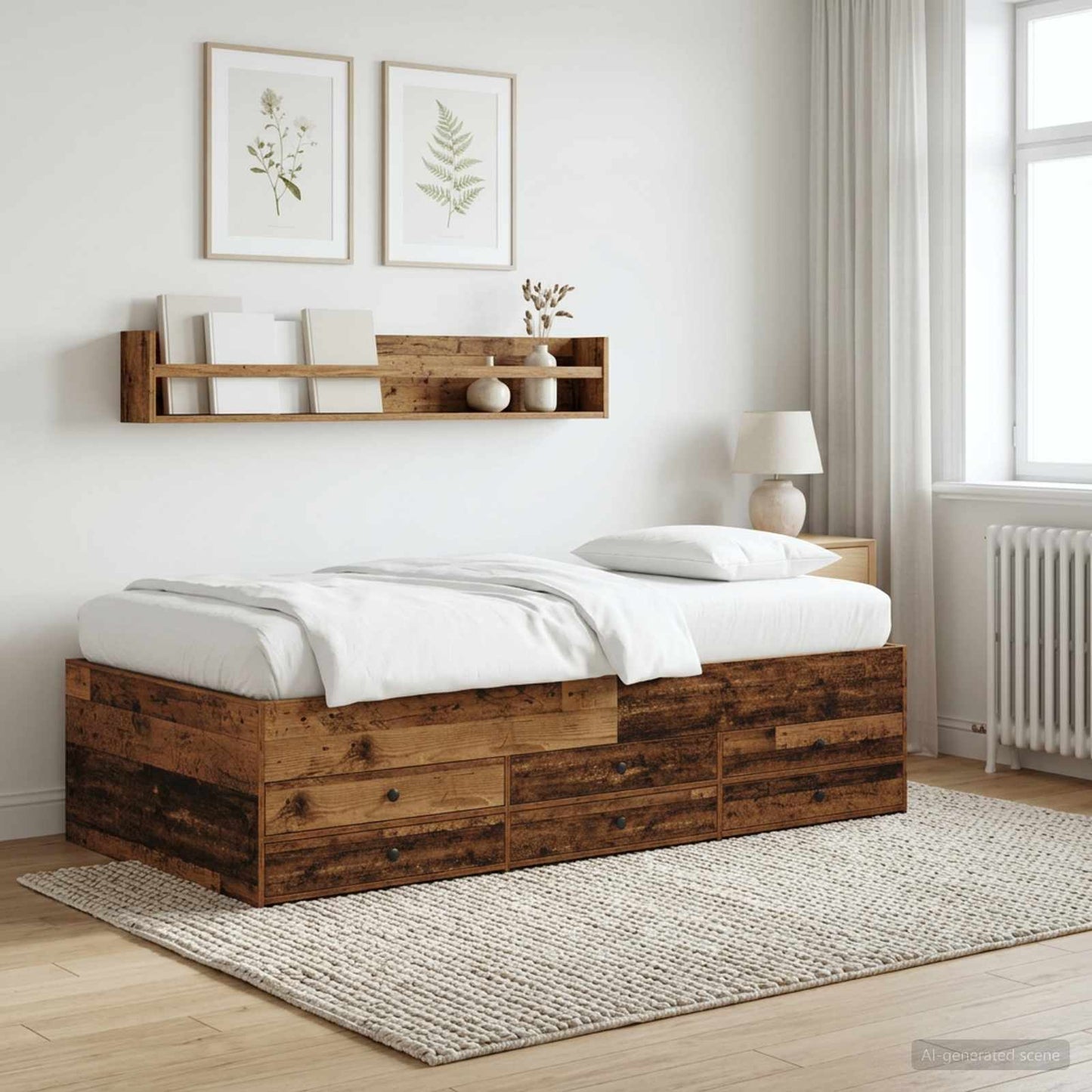 Rám Postele S Úložným Prostorem Staré Dřevo 80 X 200 Cm