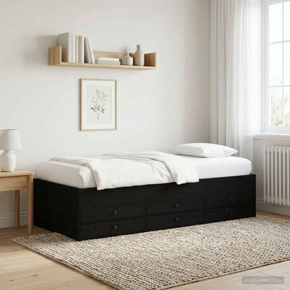 Rám Postele S Úložným Prostorem Černý Dub 80 X 200 Cm