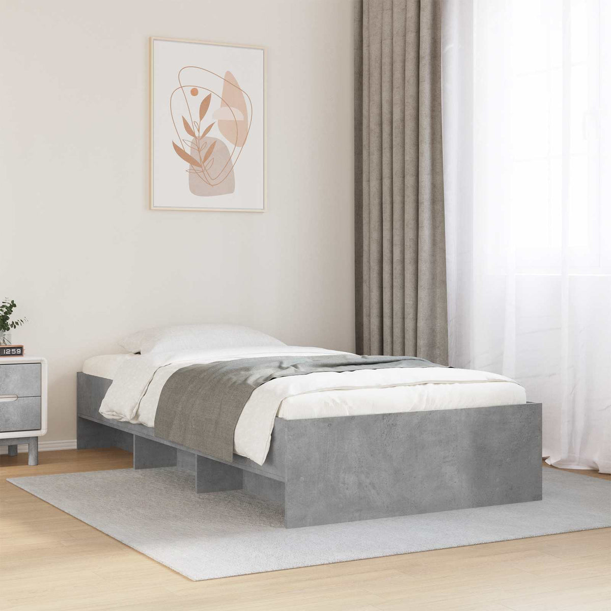 Rám Postele S Policí Šedý Sonoma 80 X 200 Cm Kompozitní Dřevo