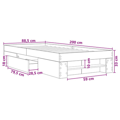 Rám Postele S Úložným Prostorem Se Zásuvkou Bílá 80 X 200 Cm