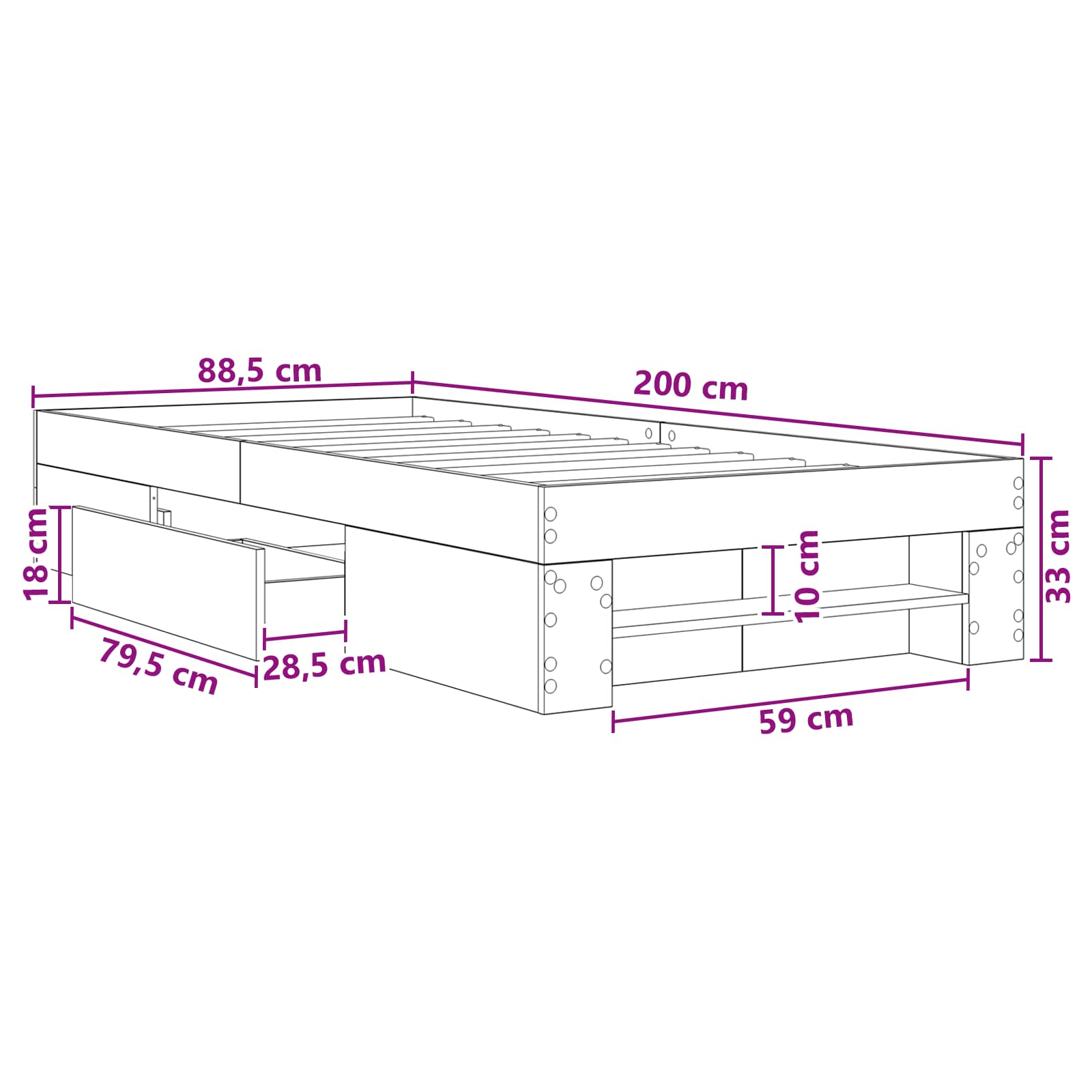 Rám Postele S Úložným Prostorem Dub Artisan 80 X 200 Cm
