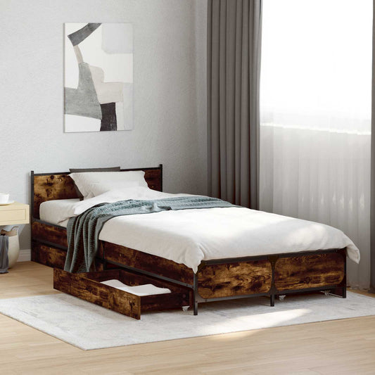 Rám Postele S Čelem Kouřový Dub 80 X 200 Cm Kompozitní Dřevo