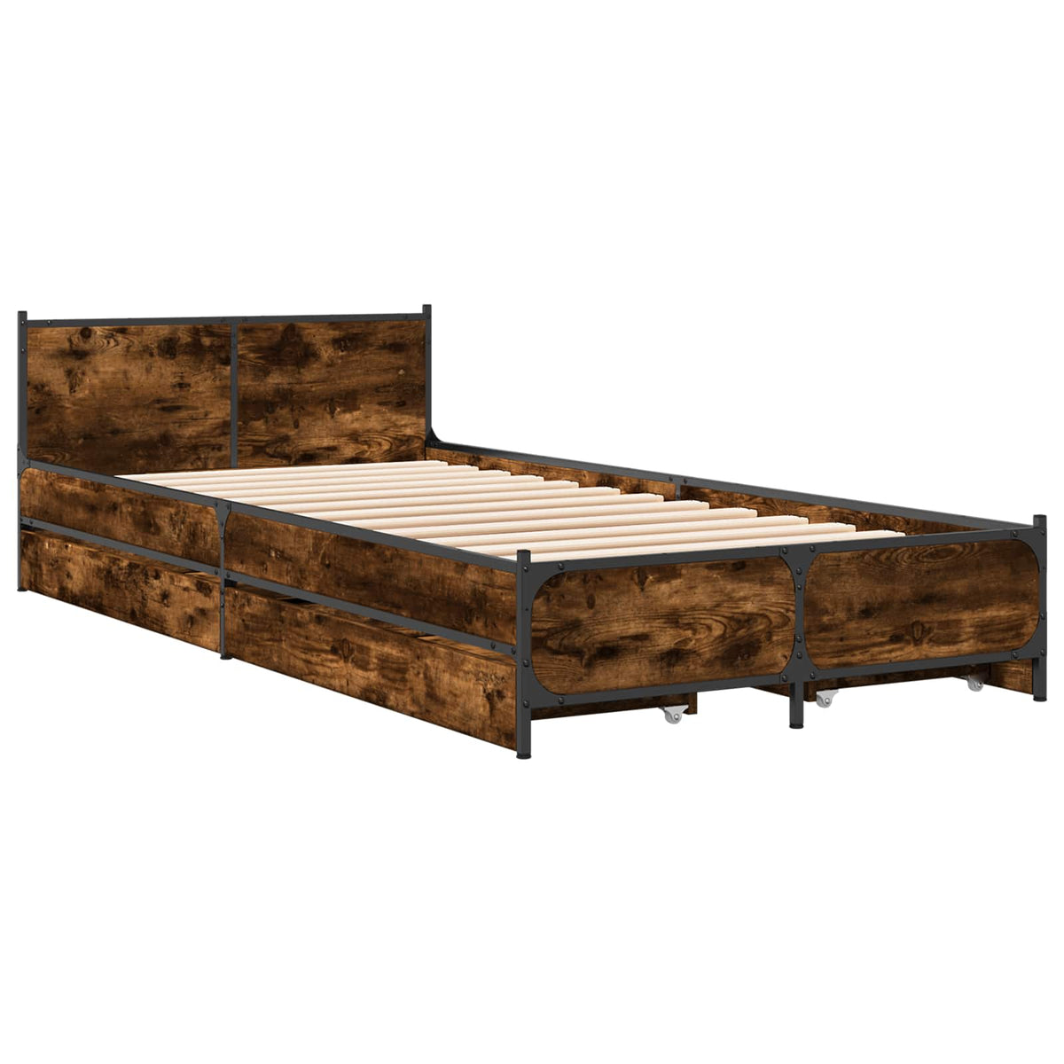 Rám Postele S Čelem Kouřový Dub 80 X 200 Cm Kompozitní Dřevo