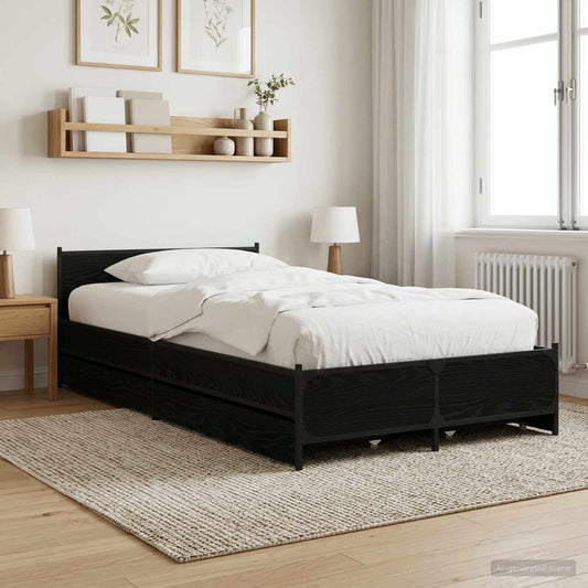 Rám Postele S Čelem Černý Dub 80 X 200 Cm Kompozitní Dřevo