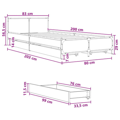Rám Postele S Čelem Dub Artisan 80 X 200 Cm Kompozitní Dřevo