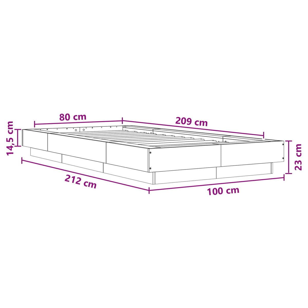 Postel Na Podlaze Bílá 80 X 210 Cm Kompozitní Dřevo