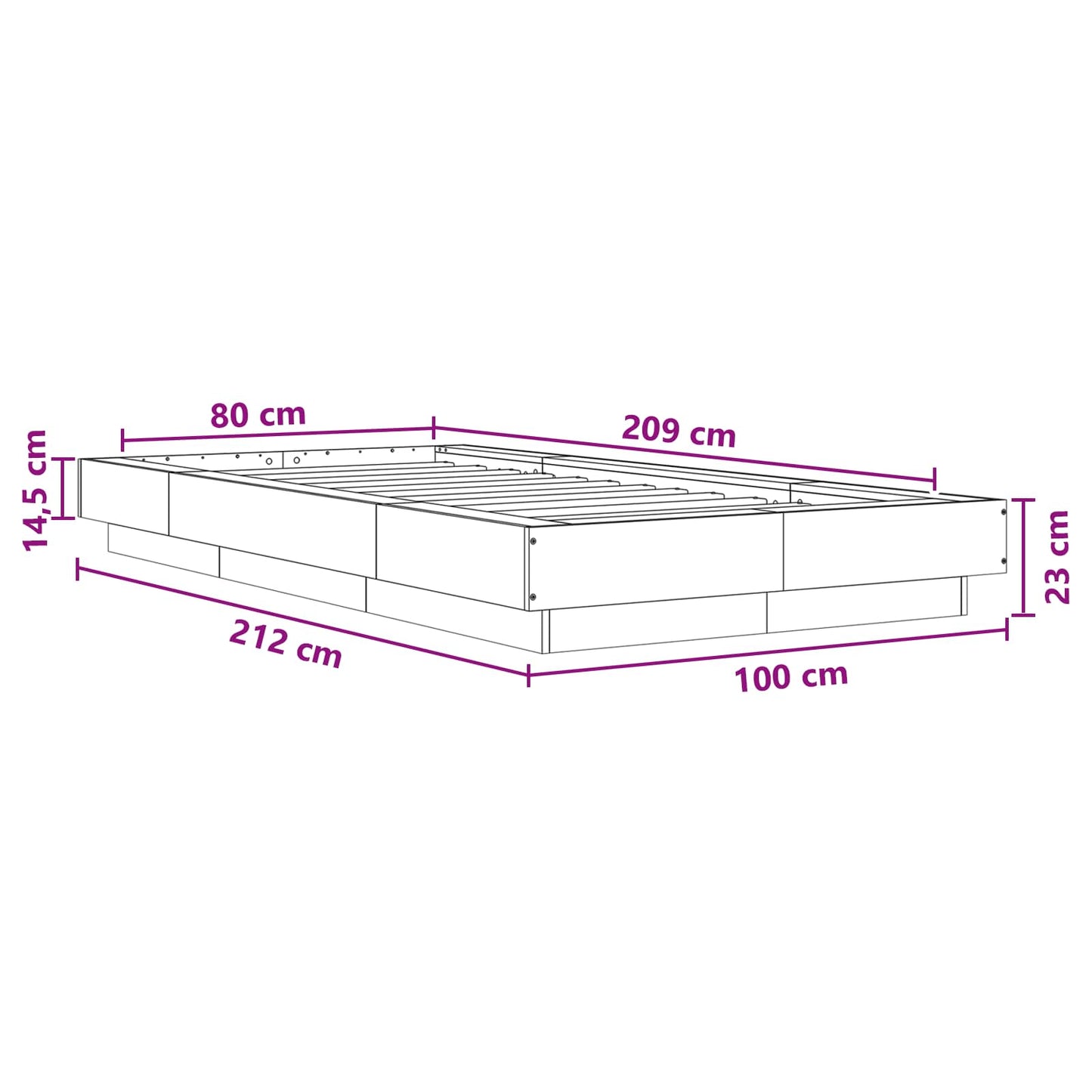 Postel Na Podlaze Dub Sonoma 80 X 210 Cm Kompozitní Dřevo
