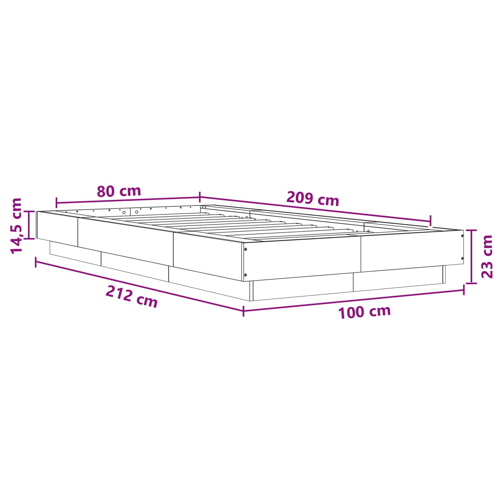 Postel Na Podlaze Dub Sonoma 80 X 210 Cm Kompozitní Dřevo