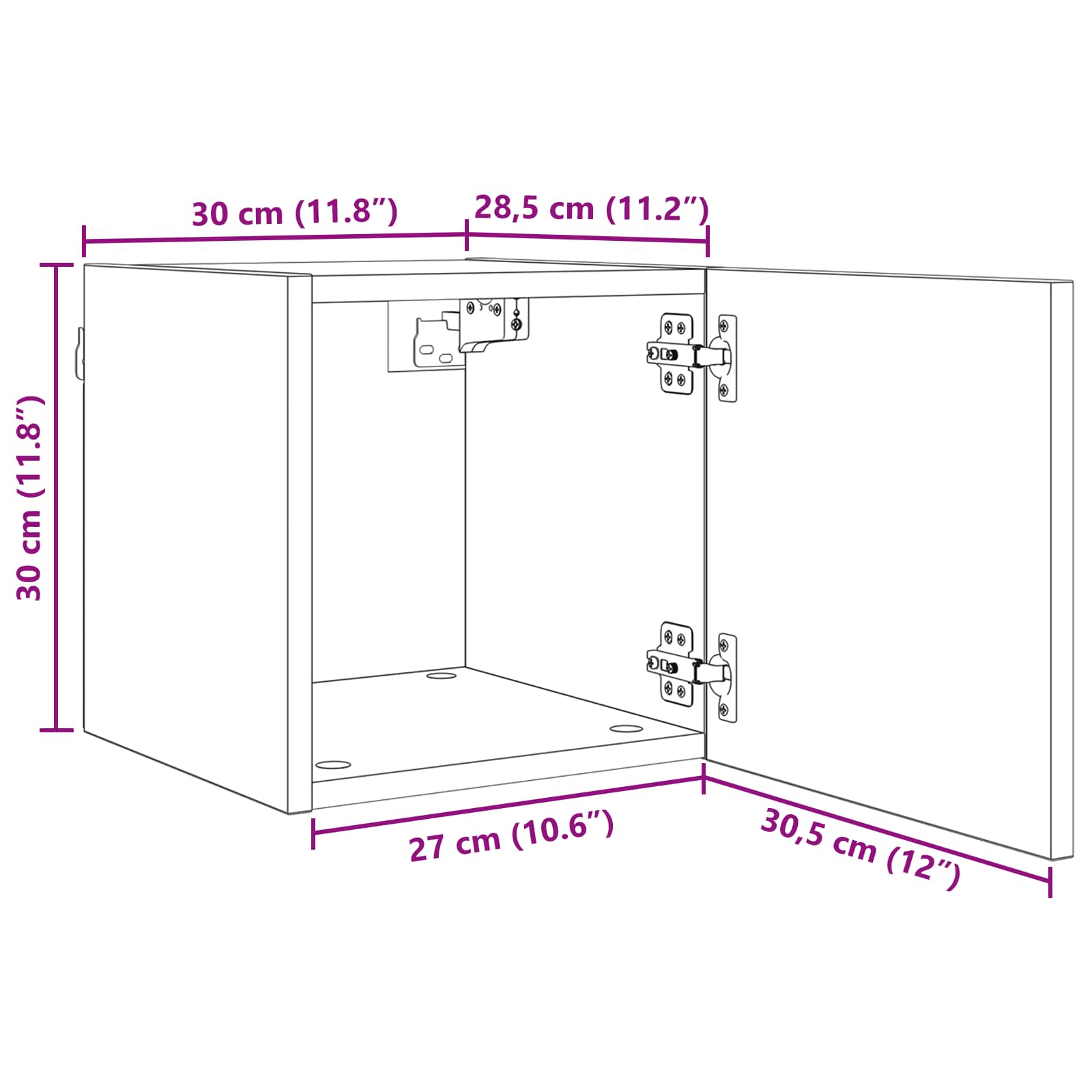 Nástěnný Tv Kabinet Nástěnný 4 Pcs Černý Dub 30,5 X 30 X 30 Cm