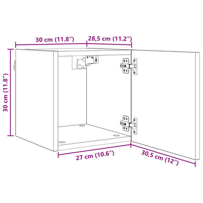 Nástěnný Tv Kabinet Nástěnný 4 Pcs Černý Dub 30,5 X 30 X 30 Cm