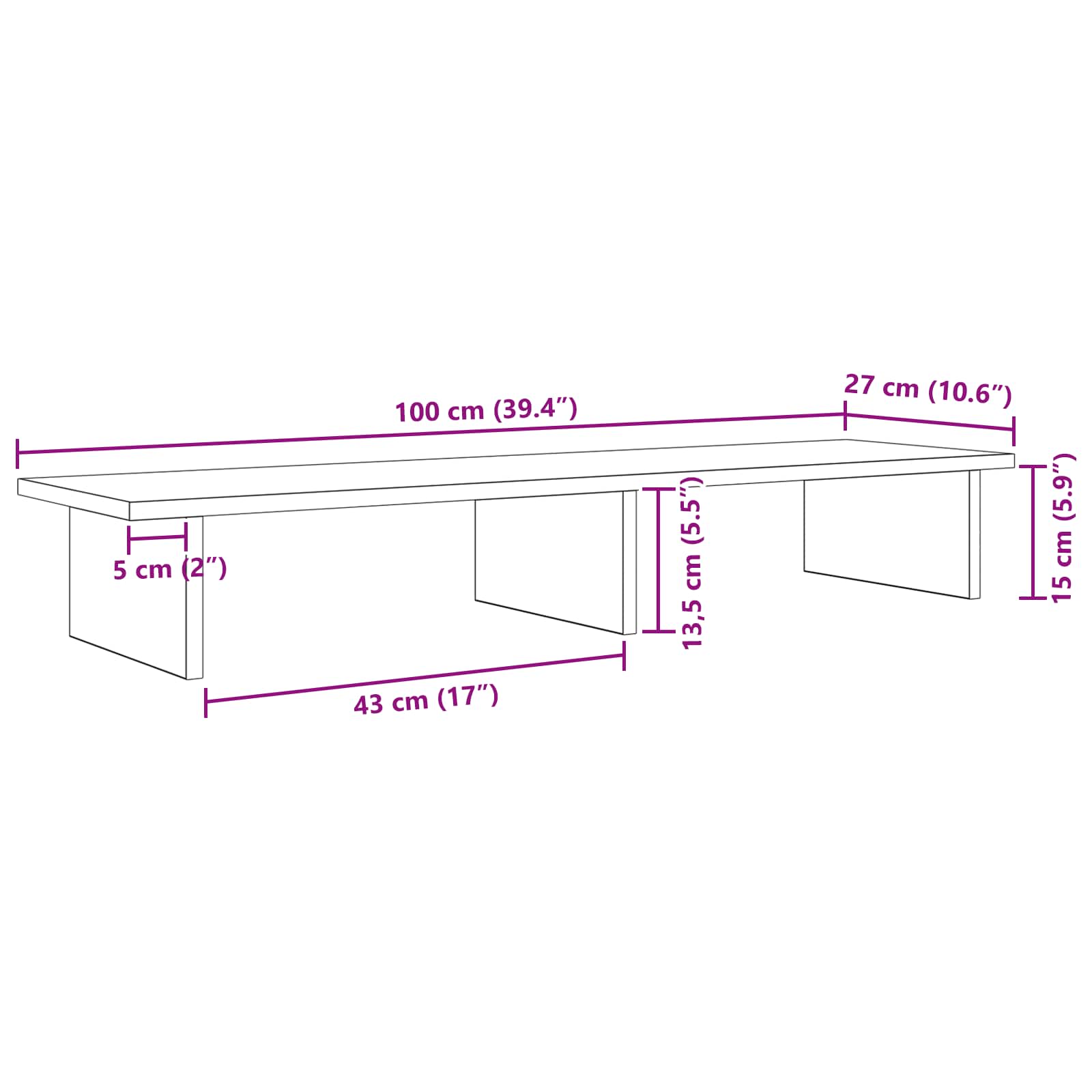 Stojan Na Monitor Černý Dub 100 X 27 X 15 Cm Kompozitní Dřevo