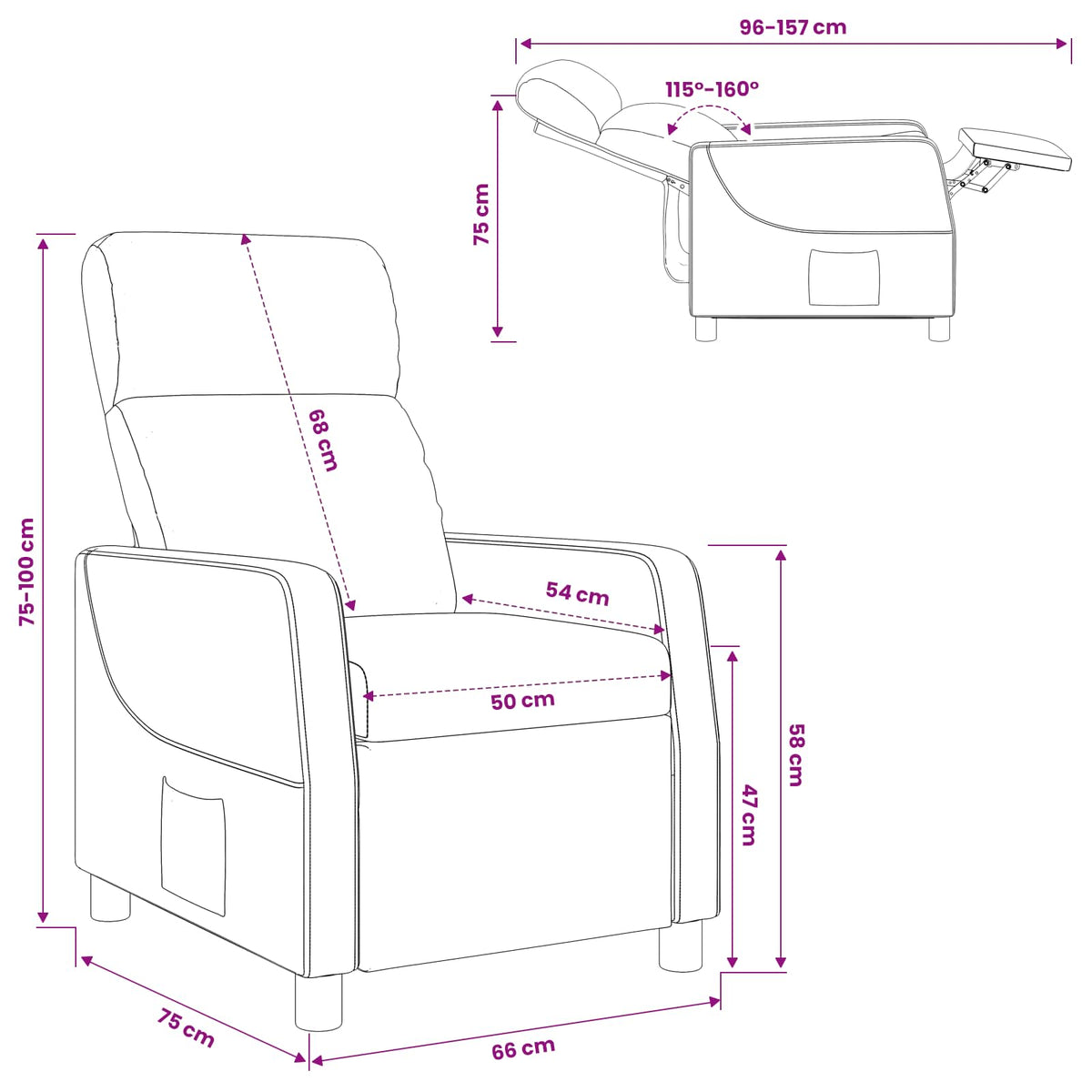 Křeslo S Funkcí Ležení Textil