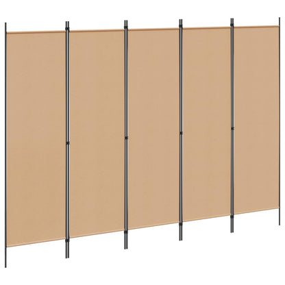 5-Panelový Paravan Béžová 250 X 180 Cm Textil