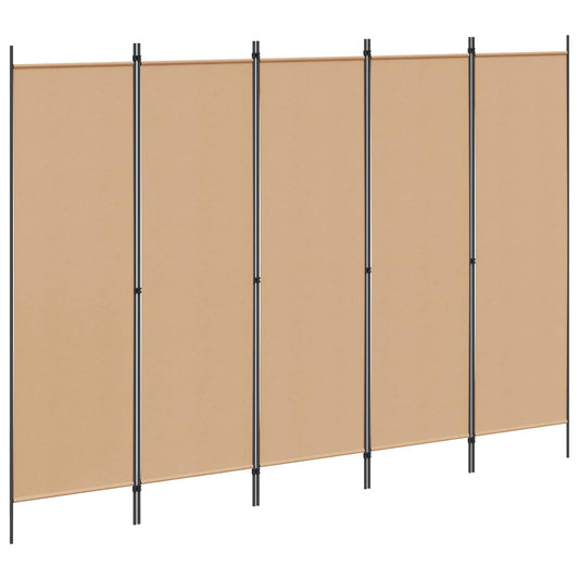 5-Panelový Paravan Béžová 250 X 180 Cm Textil