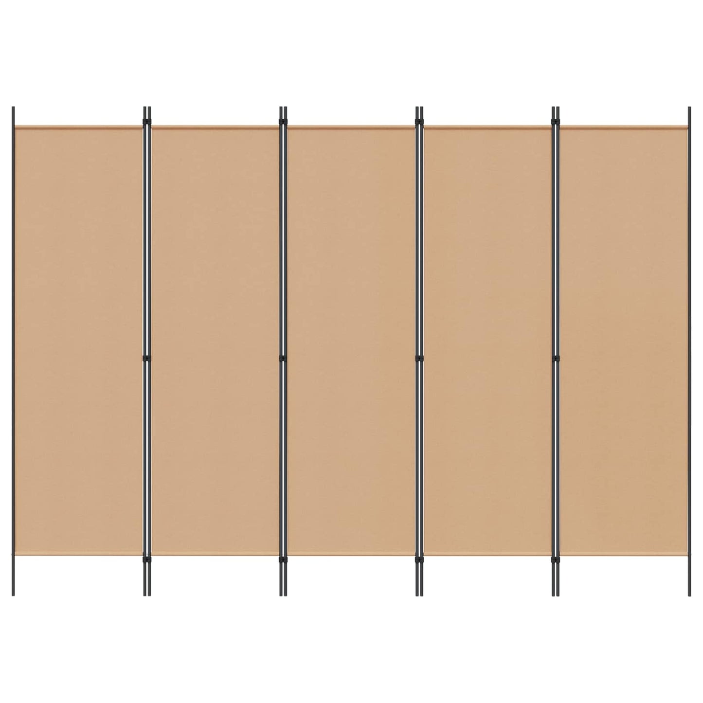 5-Panelový Paravan Béžová 250 X 180 Cm Textil