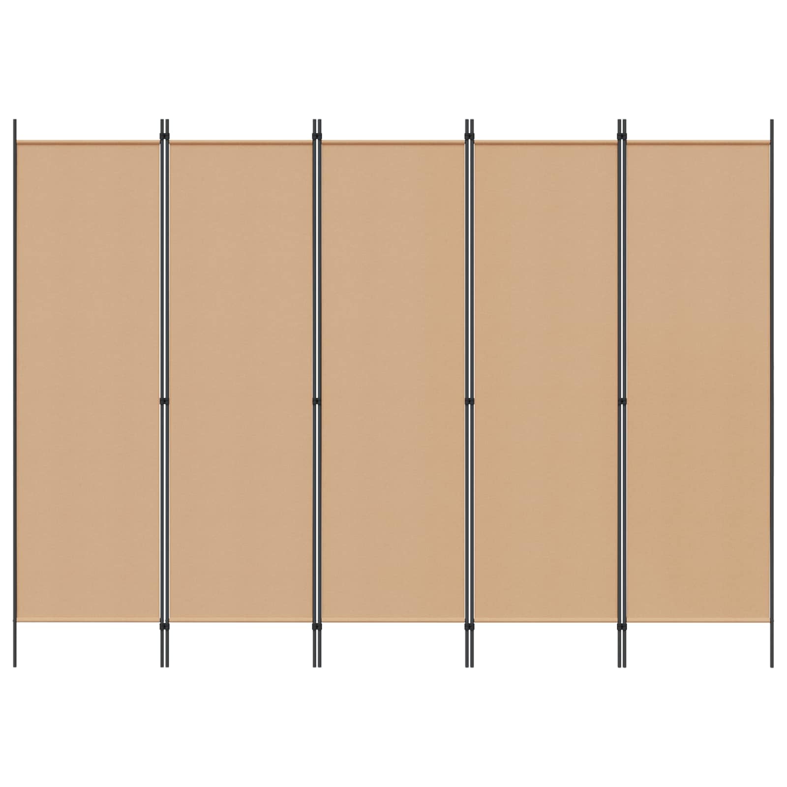 5-Panelový Paravan Béžová 250 X 180 Cm Textil