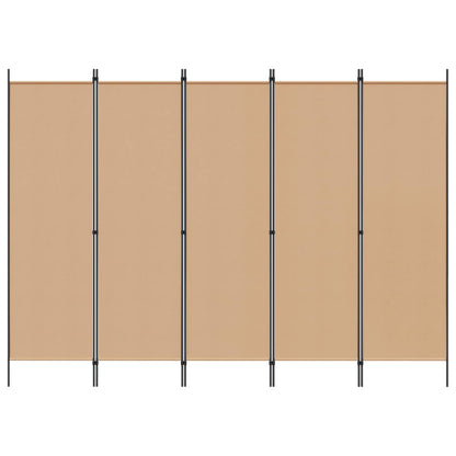 5-Panelový Paravan Béžová 250 X 180 Cm Textil