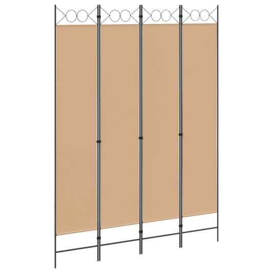 4-Panelový Pokojový Paravan Béžová 160 X 220 Cm Textil