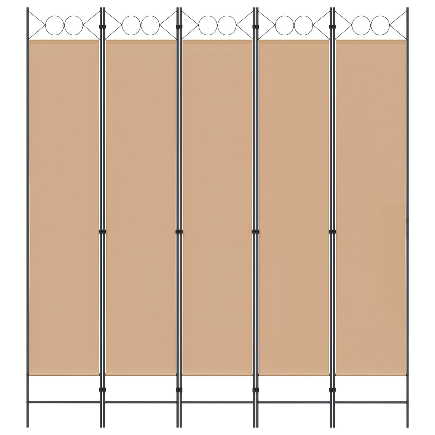5-Panelový Paravan Béžová 200 X 220 Cm Textil