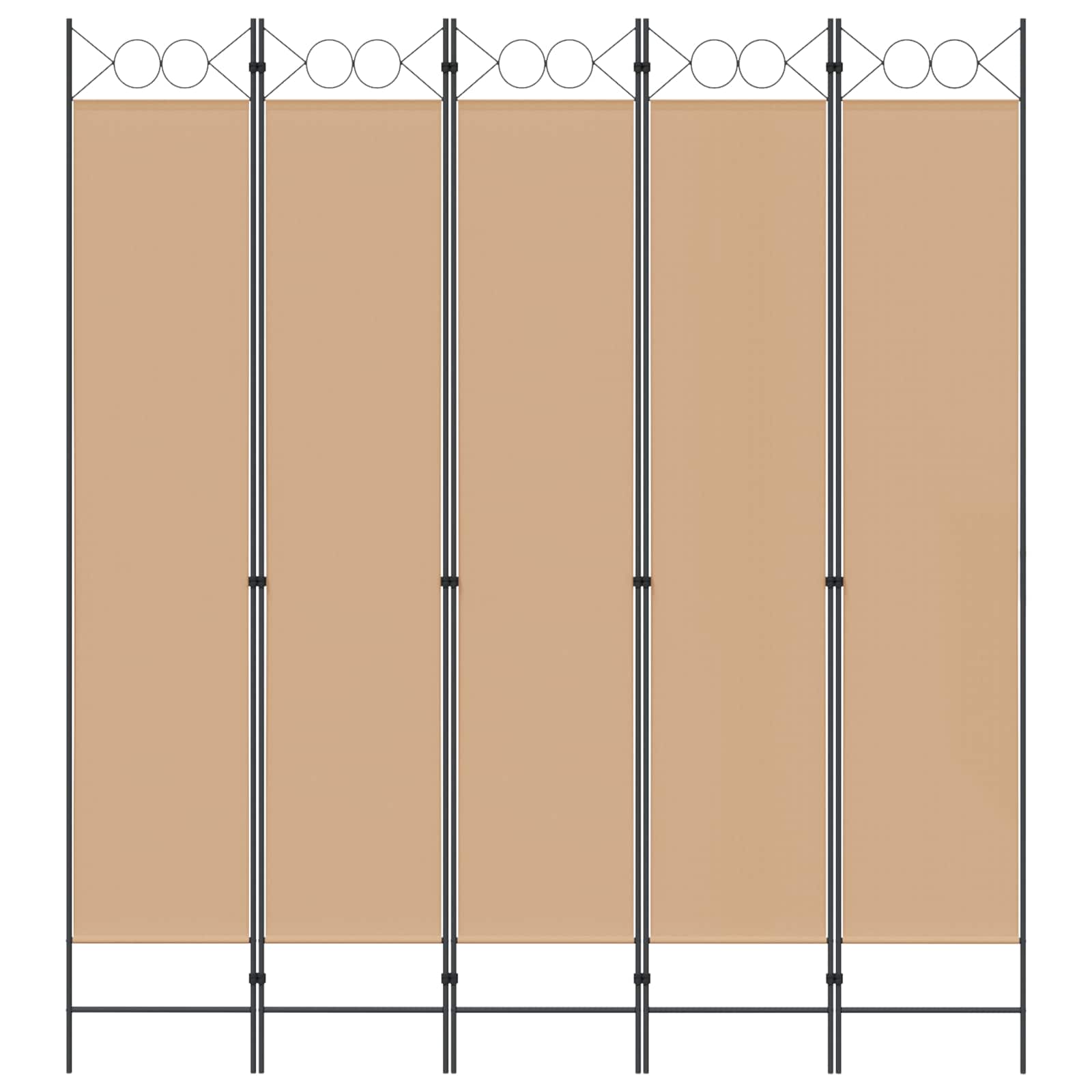 5-Panelový Paravan Béžová 200 X 220 Cm Textil
