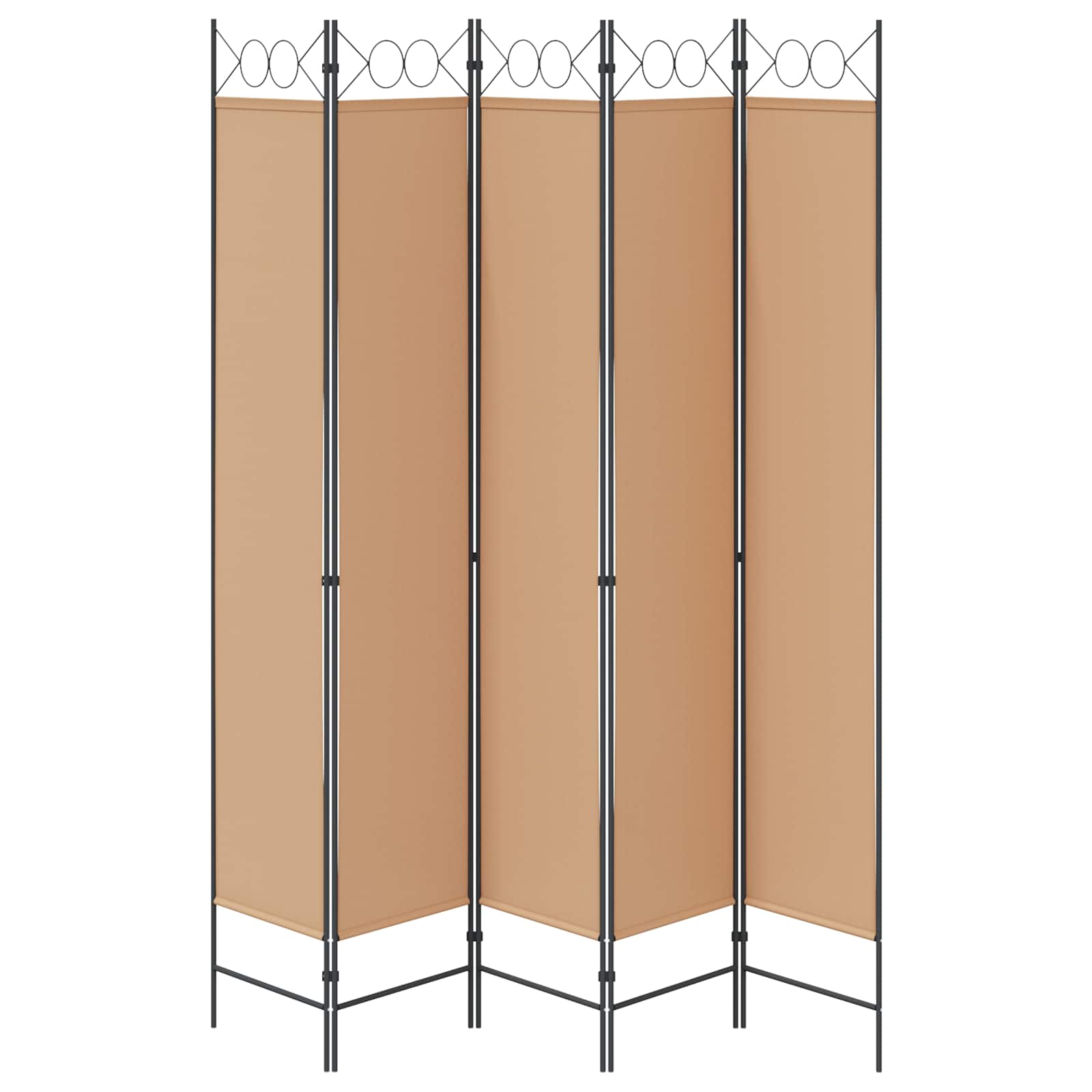 5-Panelový Paravan Béžová 200 X 220 Cm Textil