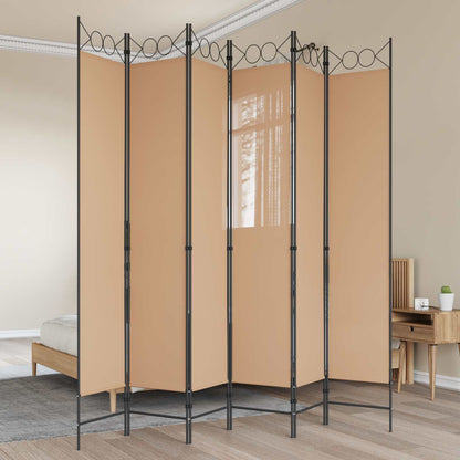 6-Panelový Dělící Paravan Béžová 240 X 220 Cm Textil