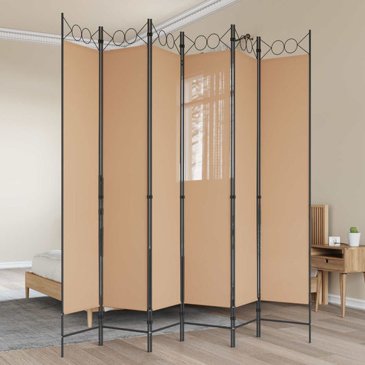 6-Panelový Dělící Paravan Béžová 240 X 220 Cm Textil