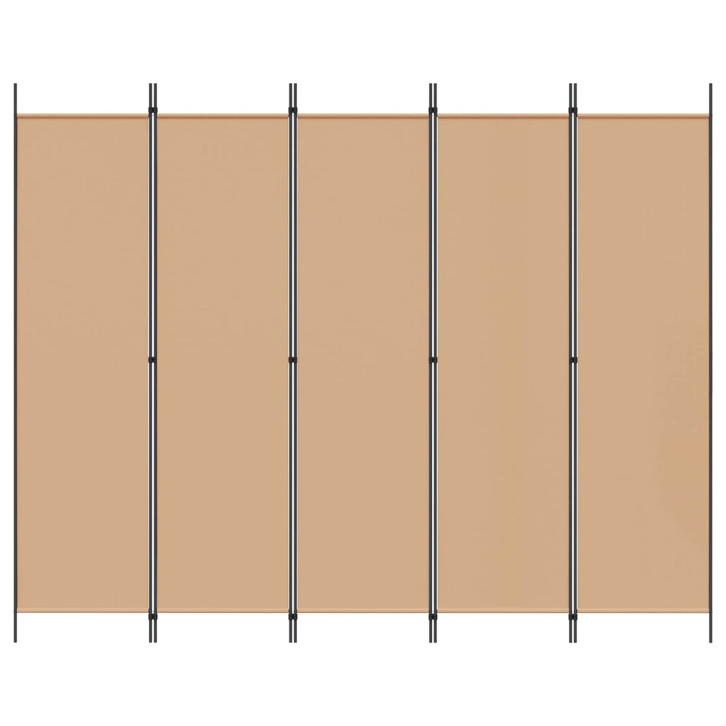 5-Panelový Paravan Béžová 250 X 200 Cm Textil