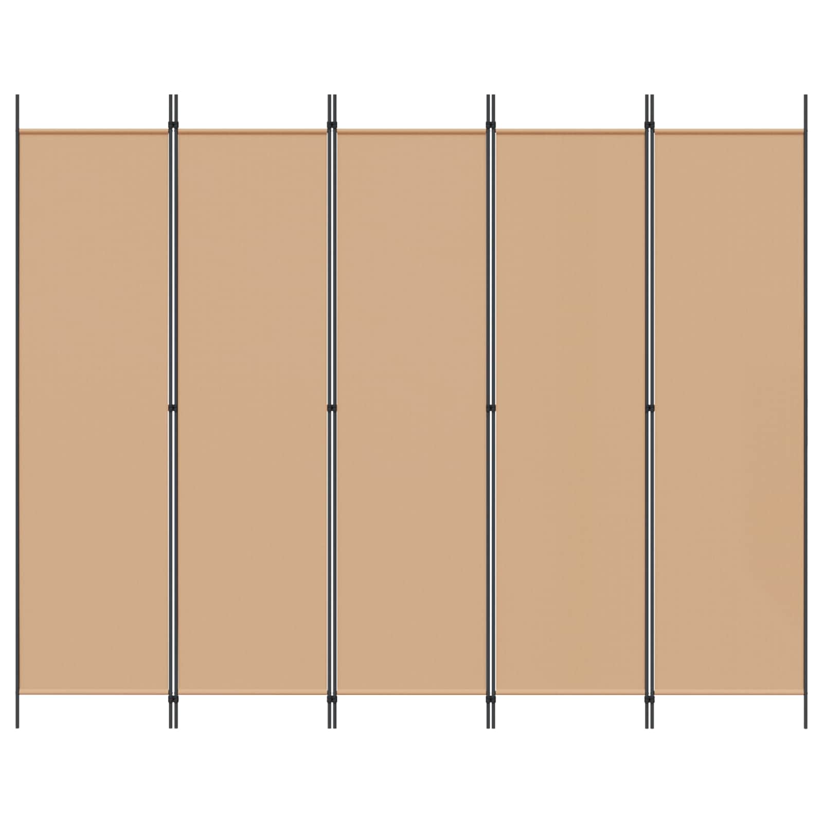 5-Panelový Paravan Béžová 250 X 200 Cm Textil