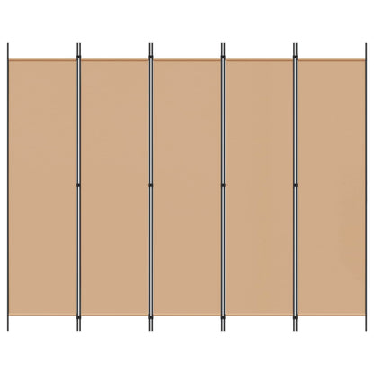 5-Panelový Paravan Béžová 250 X 200 Cm Textil