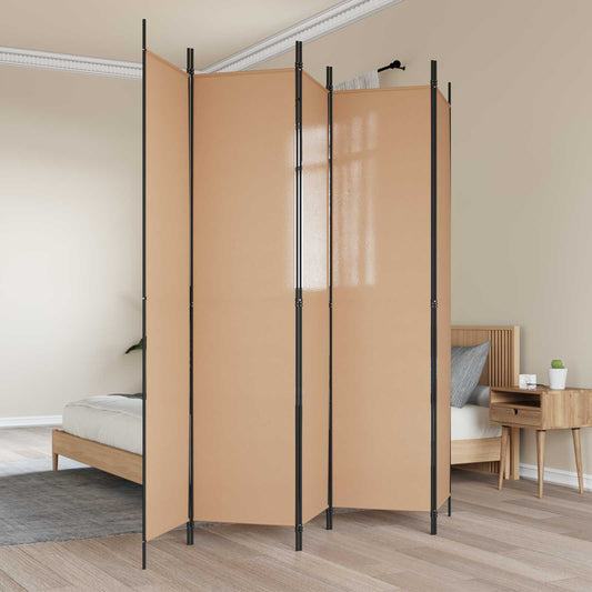 5-Panelový Paravan Béžová 250 X 220 Cm Textil