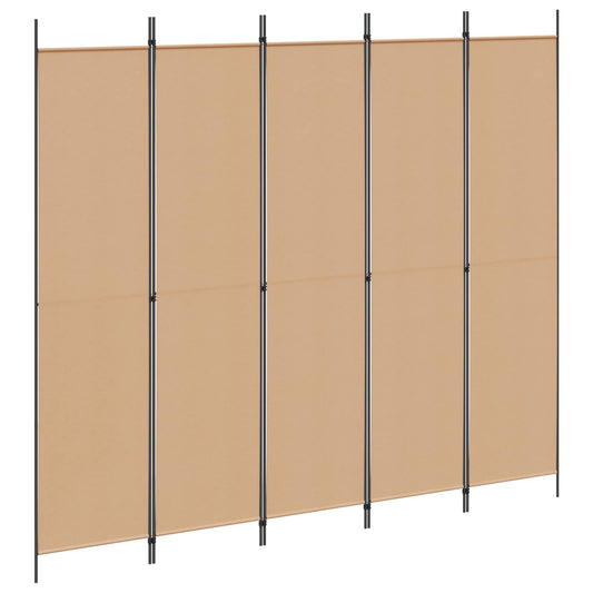 5-Panelový Paravan Béžová 250 X 220 Cm Textil