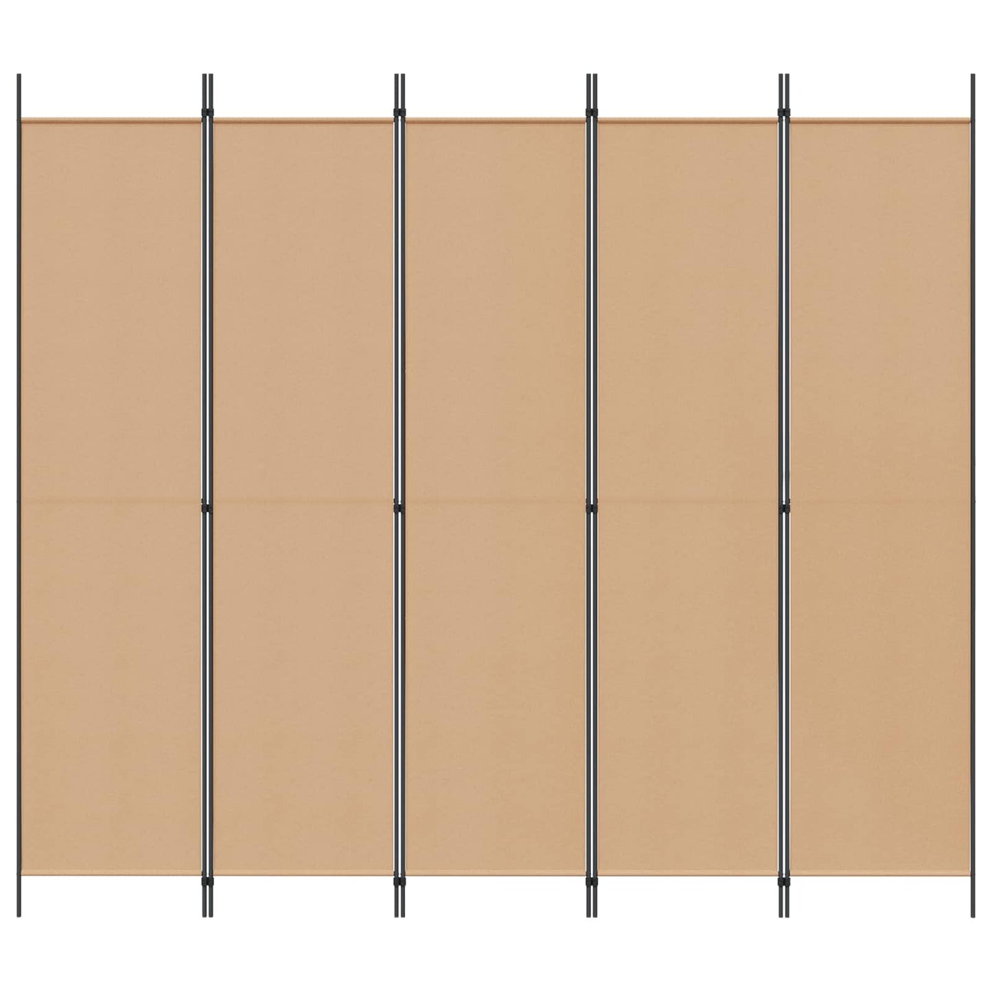 5-Panelový Paravan Béžová 250 X 220 Cm Textil