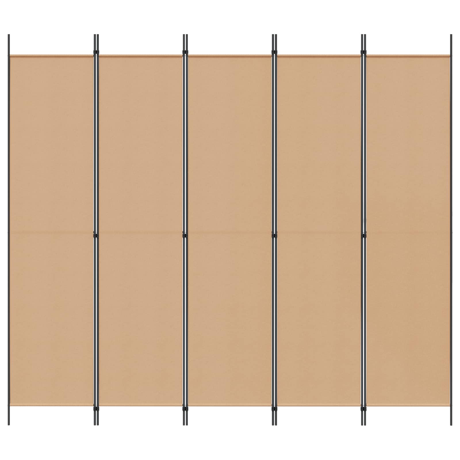 5-Panelový Paravan Béžová 250 X 220 Cm Textil