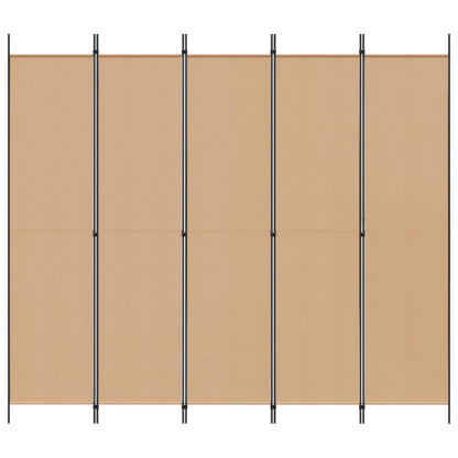 5-Panelový Paravan Béžová 250 X 220 Cm Textil